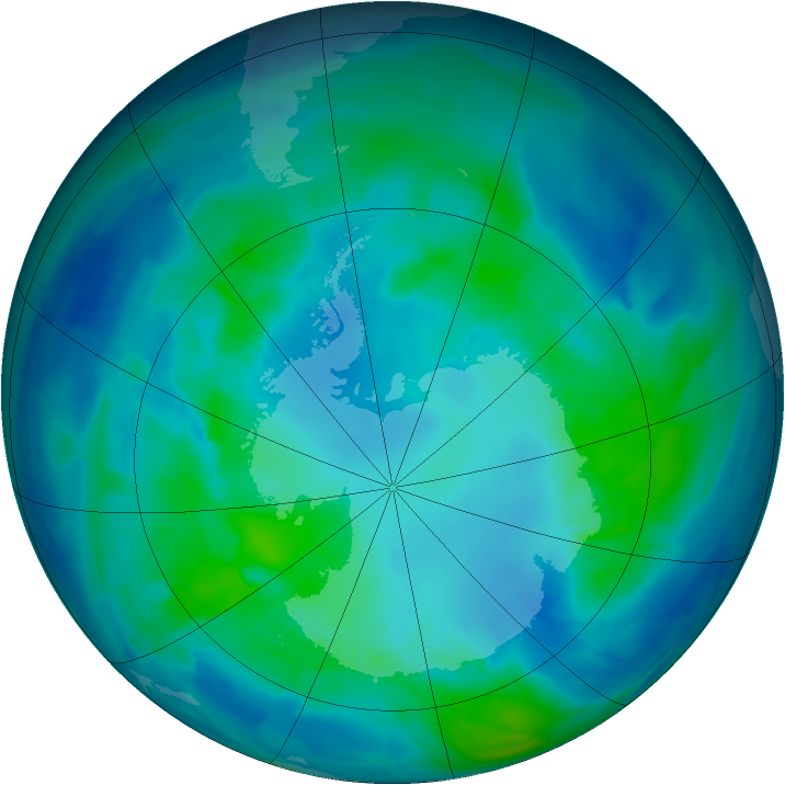 Antarctic ozone map for 17 April 2012